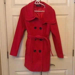 Red pea coat